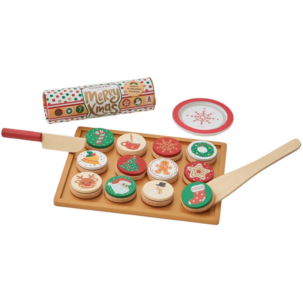Teamson Kids Play Kitchen Cuttable Christmas Cookie Play Set - Holiday Toy